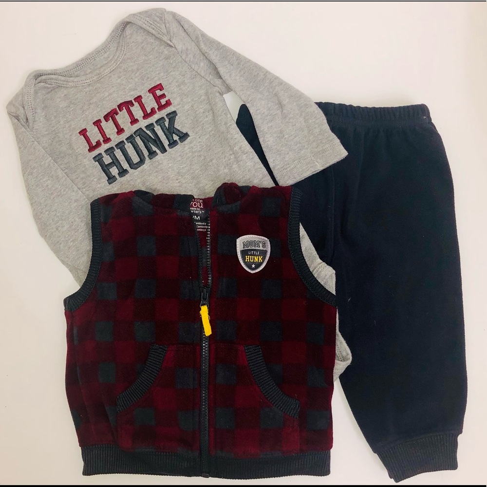 Fleece vest with onesie and fleece pants